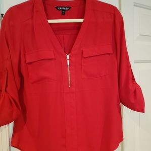 Express, red blouse, 3/4 sleeve